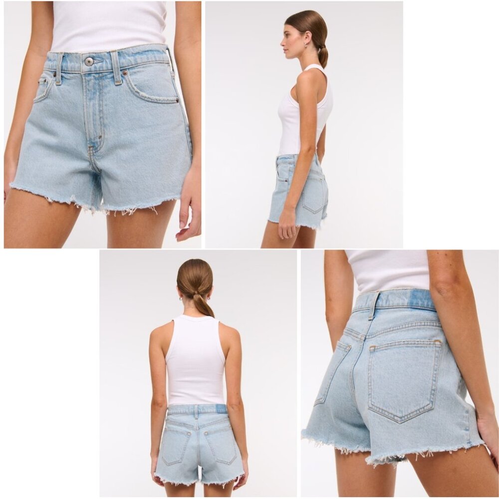 ABERCROMBIE FITCH High Rise 90s Cutoff Shorts 36 22 NWT Jeans Summer A&F Light